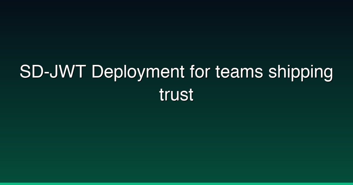 SD-JWT Deployment for teams shipping trust